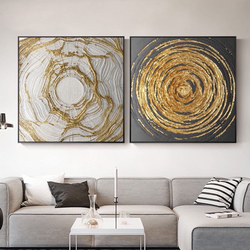 Modern Art American Style Abstract Gold Foil Artwork Painting Canvas Poster Pictures Printed Living Room Home No Frame