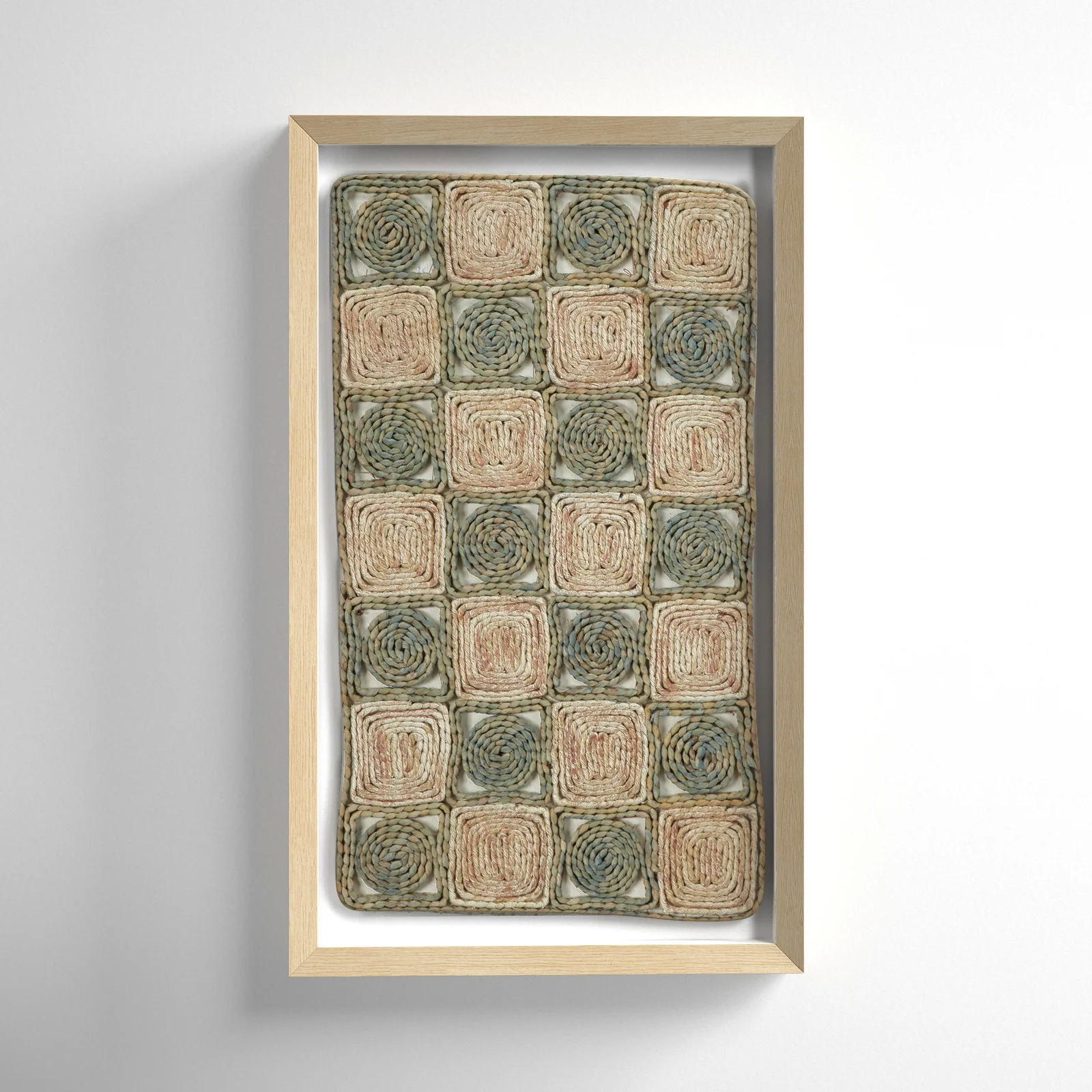 Rectangular Shadow Box with Checkerboard Rope Abstract Wall Décor