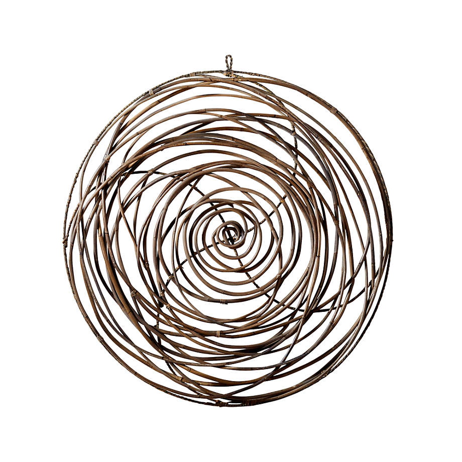 'Scribble Circle' Hand-Crafted Rattan Wall Art