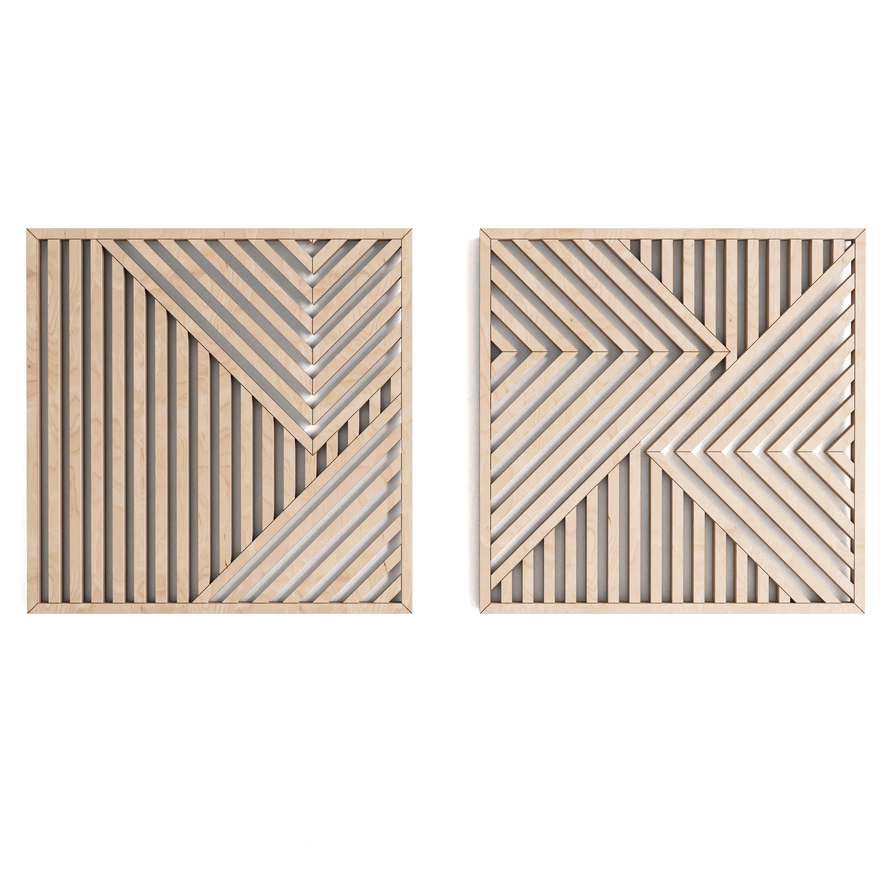 Modern Abstract Wooden Wall Art Set of 2