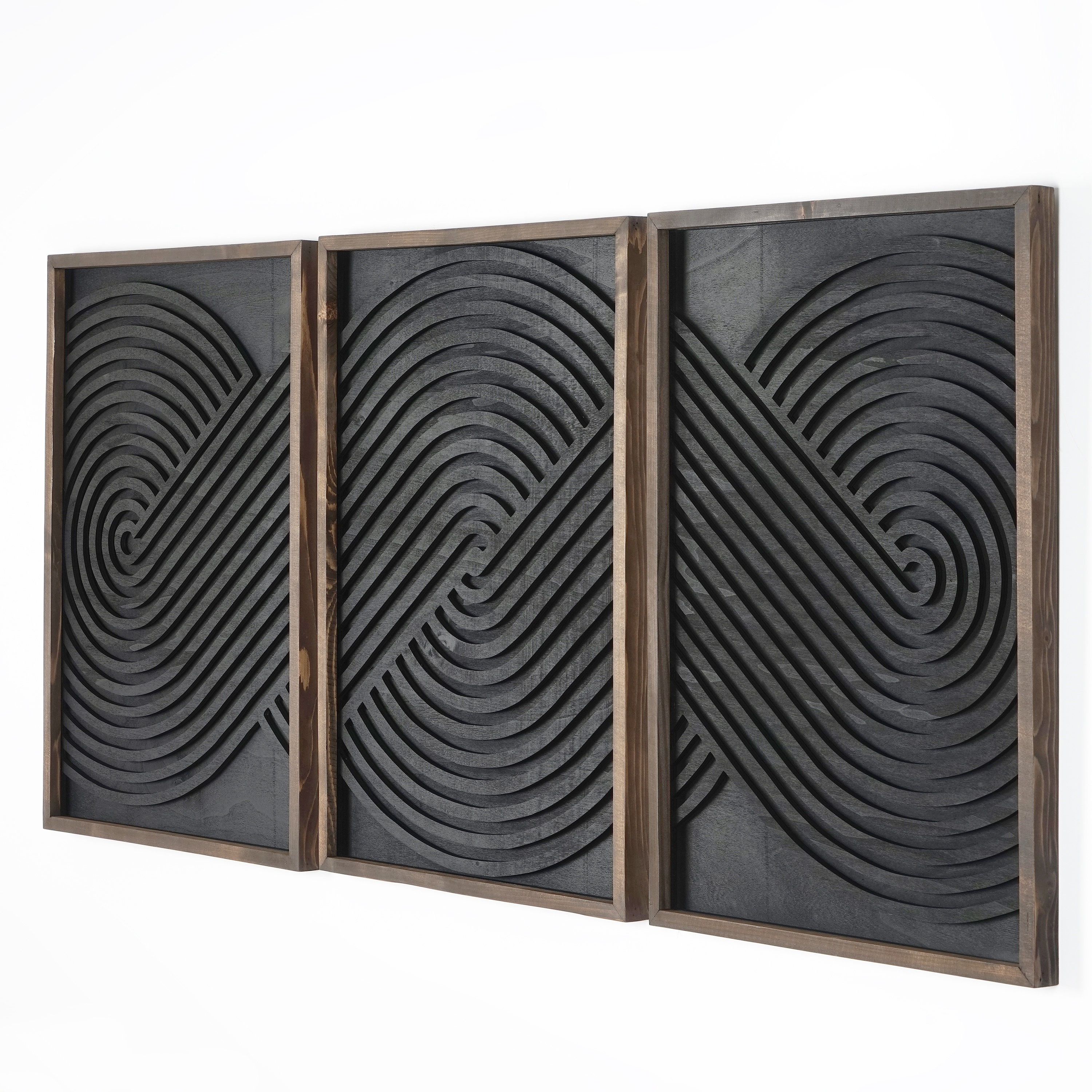 Large Geometric Wooden Wall Art Set