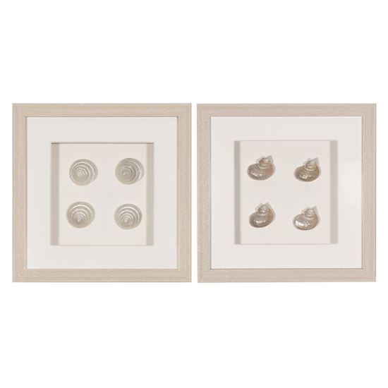 Pearlescent Sea Shell Shadow Box Wall Décor Set of 2