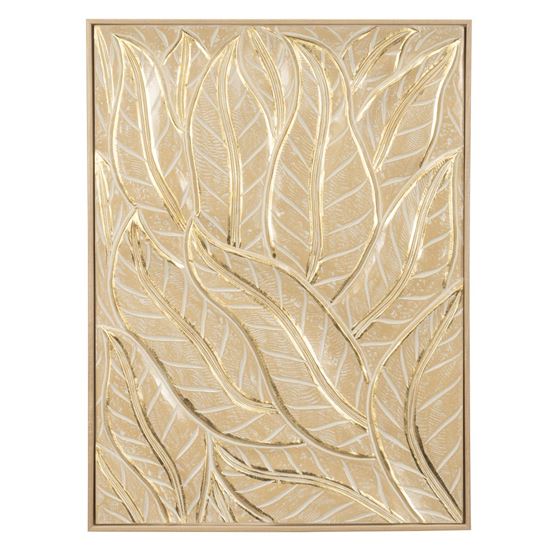  Golden Leaves Pine Wood Carving Wall Décor