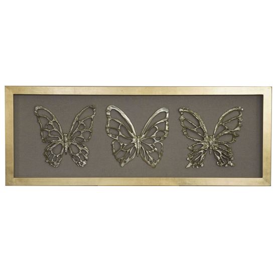 Wood Carving Butterfly Trio Shadow Box Wall Décor