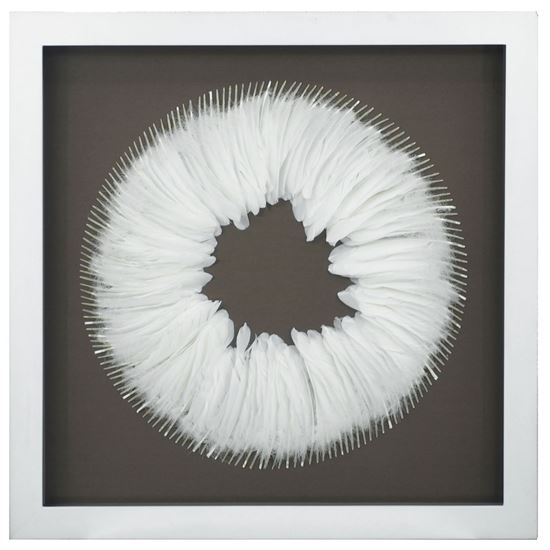 White Feather Wreath Shadow Box Wall Décor