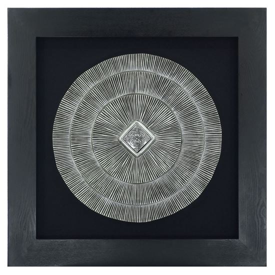 Abstract Silver Medallion Shadow Box Wall Décor