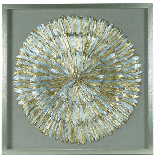 Gold & Silver Feather Wreath Shadow Box Wall Décor 31.50