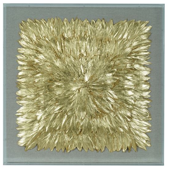 Gold Feather Radiance Shadow Box Wall Décor (23.62